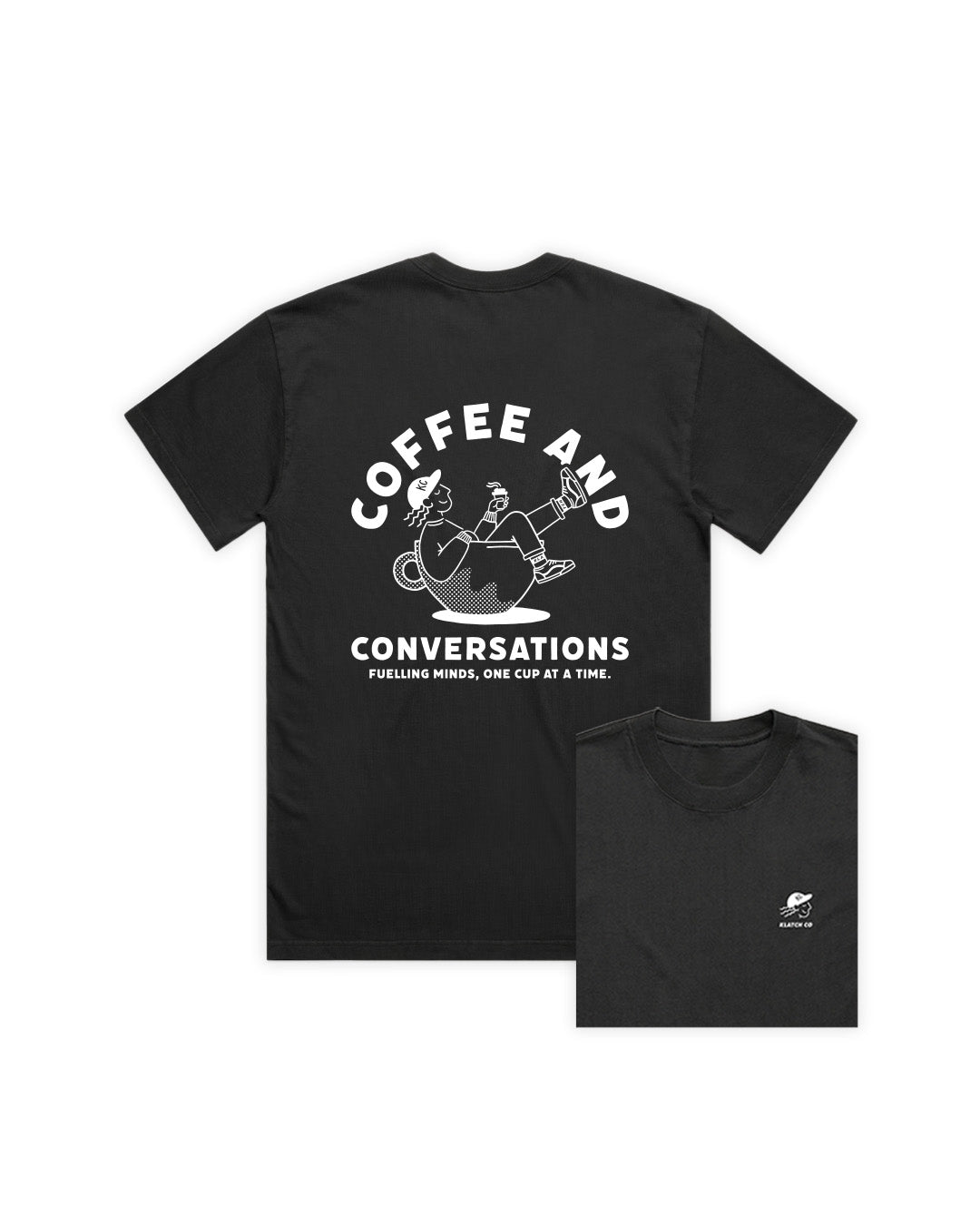 Coffee & Conversations T-Shirt – Faded Black