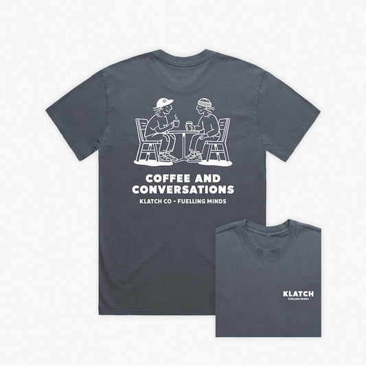 Coffee & Convos T-shirt - Washed Navy