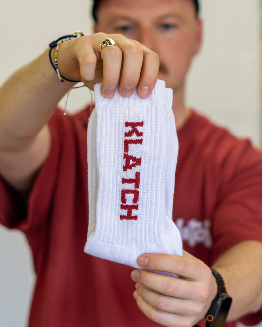 Crew Socks - White & Red Text