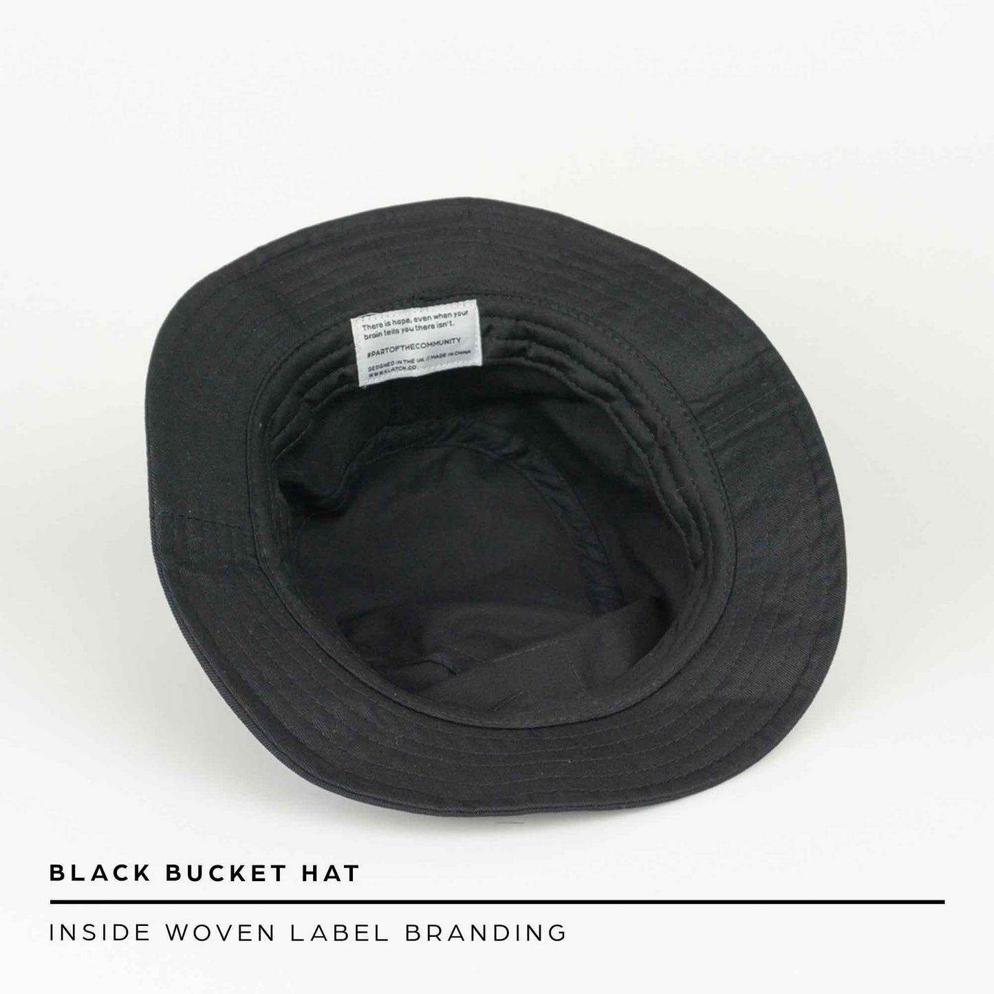 boonie style bucket hat in black woven label