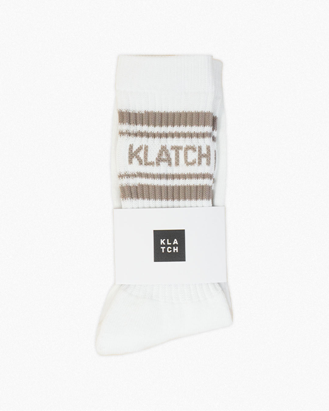 Crew Socks - White & Mushroom
