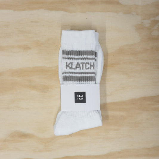 Crew Socks - White & Mushroom