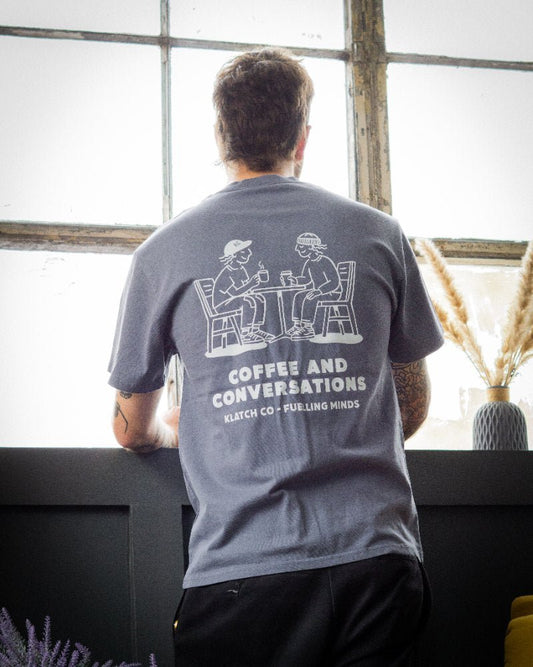 Coffee & Convos T-shirt - Washed Navy